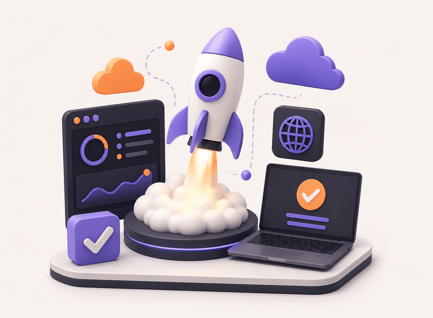 Illustration of the launch phase of the web development process