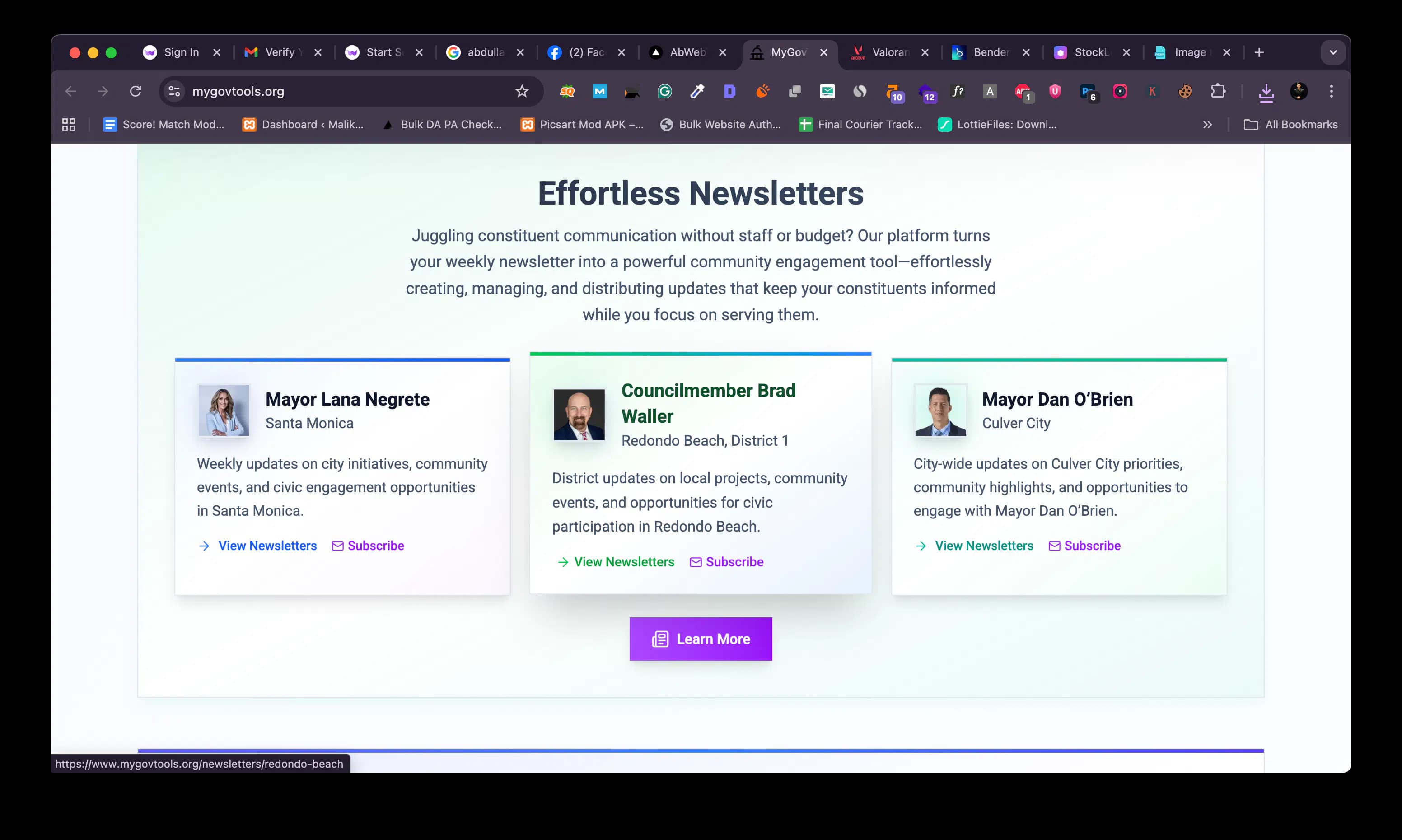 MyGovTools public services platform, a React site built for keyboard and screen reader use